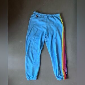 AVIATOR NATION blue stripped sweatpants, women’s size large!